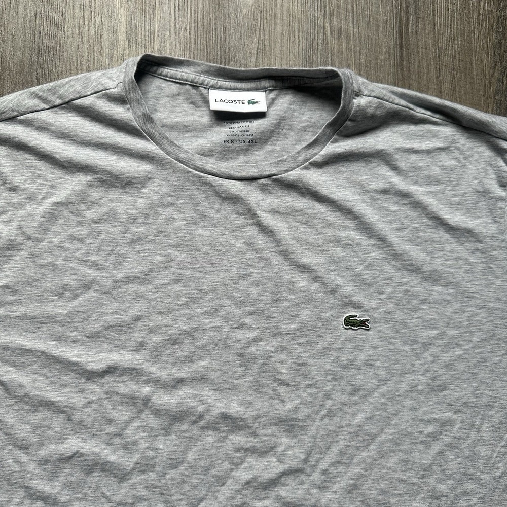 Lacoste Gray Logo Crew Neck Short Sleeve Regular Fit Cotton Jersey T-Shirt 3XL